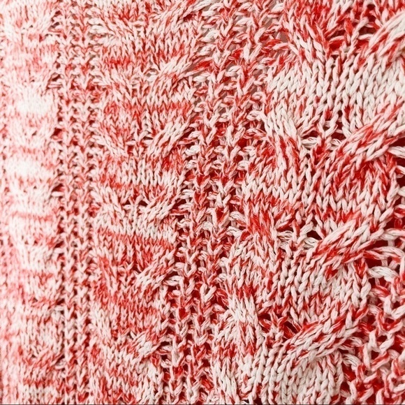 Free People Red | White Marled Cable Knit Sweater - Picture 5 of 7